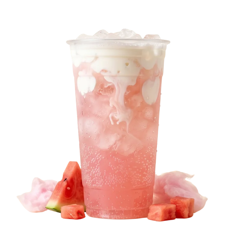 Fountain of Youth dirty soda with cotton candy, watermelon and vanilla cream from Fizzy Fixins