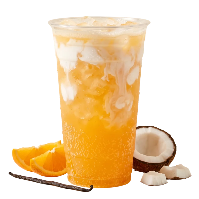 Sunshine State dirty soda — Fanta, Sprite, coconut and vanilla cream from Fizzy Fixins